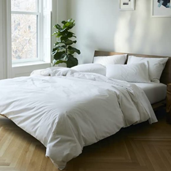 Brooklinen Bedding Brooklinen White Linen Fitted Sheet Queen Size